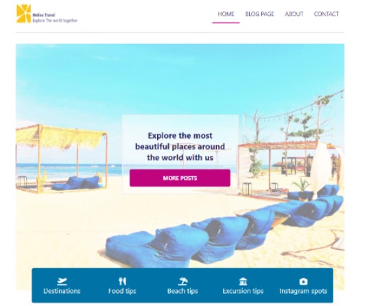 Helios Travel webpage